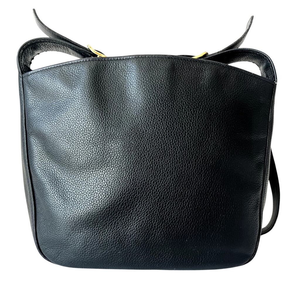 Longchamp Le Foulonne Black Pebbled Leather Vintage Crossbody Bag Y2K France - Picture 2 of 9